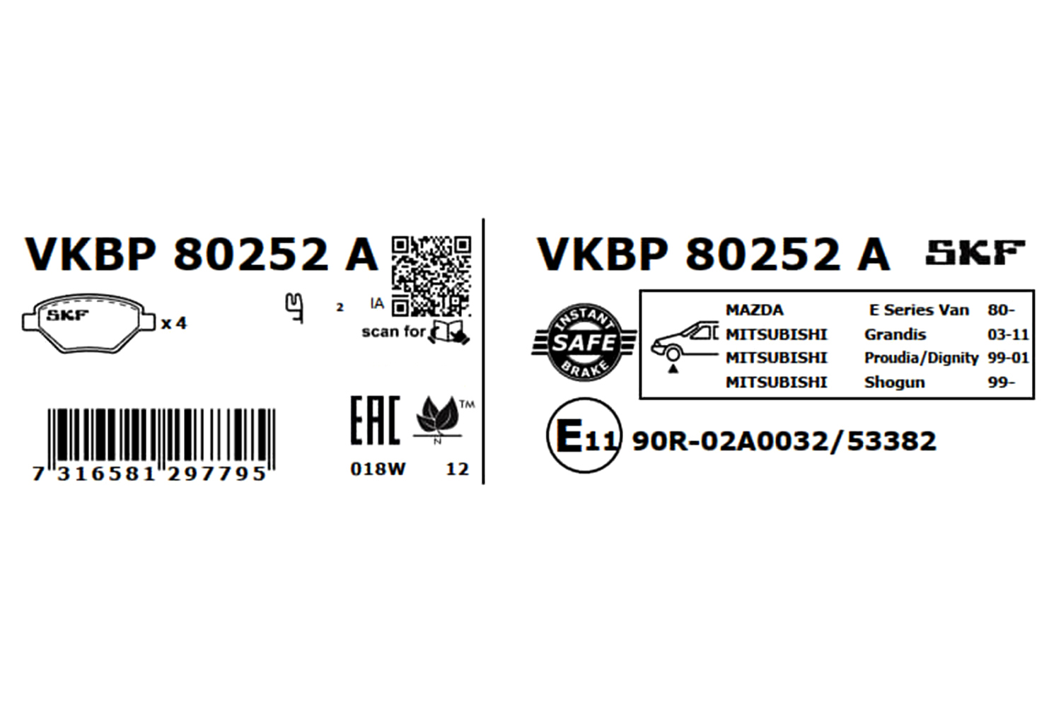 SKF VKBP 80252 A Bremsbelagsatz, Scheibenbremse